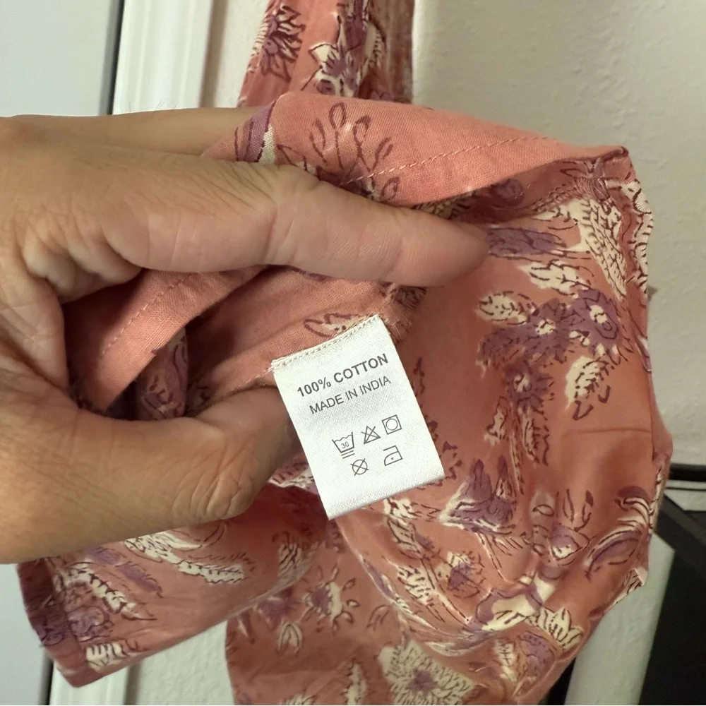 NWT PERRY WALKER pink floral cotton smocked tiered mini skirt - Picture 6 of 6